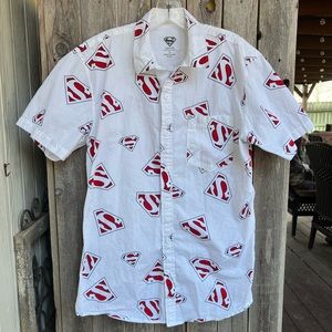 DC Comics Superman Emblem Medium Button Down mens short sleeve shirt